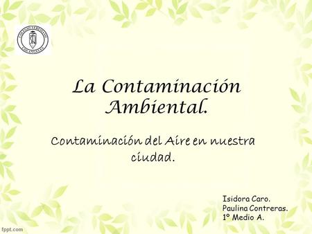 La Contaminación Ambiental.