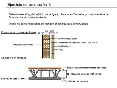 Ejercicio de evaluación 3 Determínese el K G del edificio de la figura, ubicado en Donostia, y cumpliméntese la ficha de cálculo correspondiente. Todos.