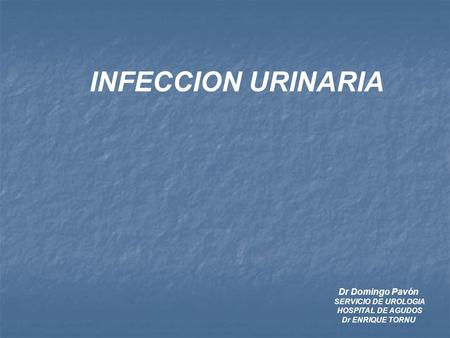 INFECCION URINARIA Dr Domingo Pavón SERVICIO DE UROLOGIA