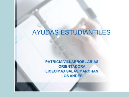 AYUDAS ESTUDIANTILES PATRICIA VILLARROEL ARIAS ORIENTADORA LICEO MAX SALAS MARCHAN LOS ANDES.