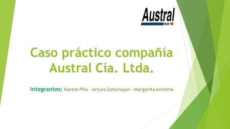 Caso práctico compañía Austral Cía. Ltda. Integrantes: Karem Pita – Arturo Sotomayor – Margarita Anilema.