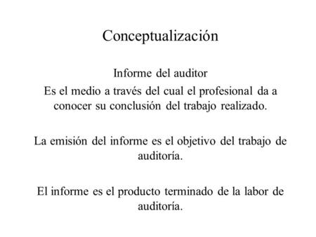 Conceptualización Informe del auditor
