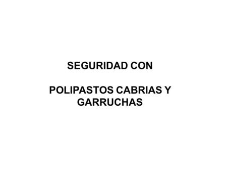 SEGURIDAD CON POLIPASTOS CABRIAS Y GARRUCHAS