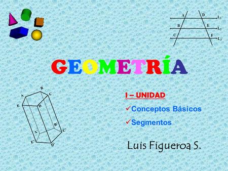 GEOMETRÍA Luis Figueroa S. I – UNIDAD Conceptos Básicos Segmentos A B