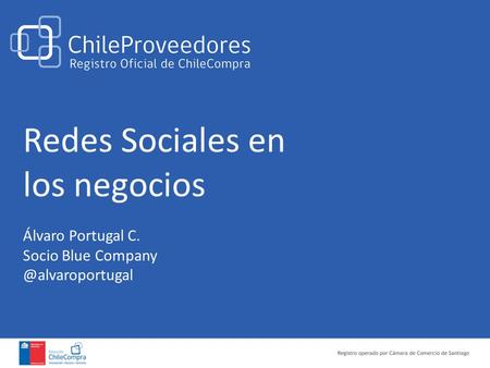 Redes Sociales en los negocios Álvaro Portugal C. Socio Blue
