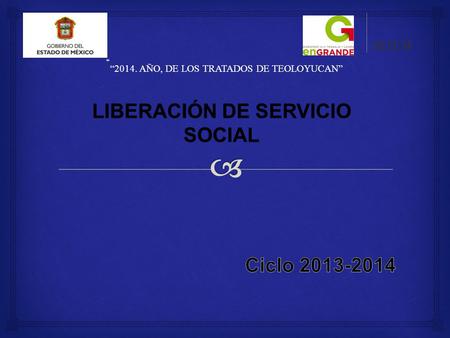 LIBERACIÓN DE SERVICIO SOCIAL SEIEM “ “2014. AÑO, DE LOS TRATADOS DE TEOLOYUCAN”