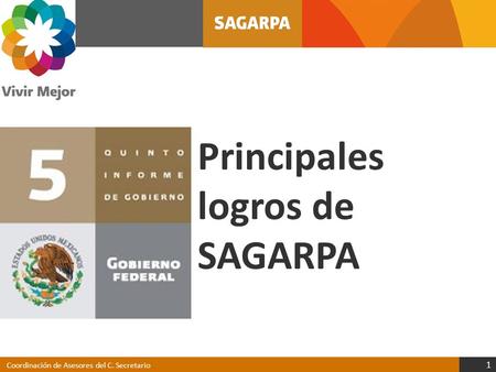 1 Coordinación de Asesores del C. Secretario Principales logros de SAGARPA.