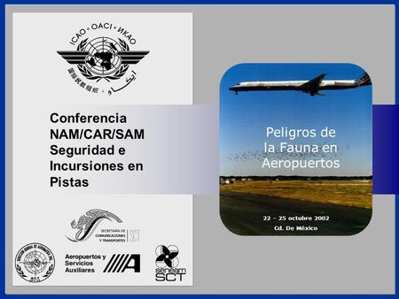 Conferencia NAM/CAR/SAM Seguridad e Incursiones en Pistas Seguridad e Incursión de la Fauna en Pistas 22 – 25 octubre 2002 Cd. De México Conferencia NAM/CAR/SAM.