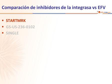 Comparación de inhibidores de la integrasa vs EFV  STARTMRK  GS-US-236-0102  SINGLE.