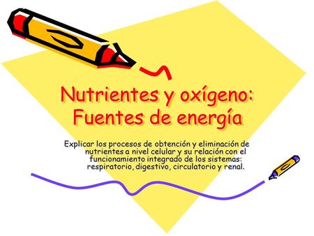 Nutrientes y oxígeno: Fuentes de energía