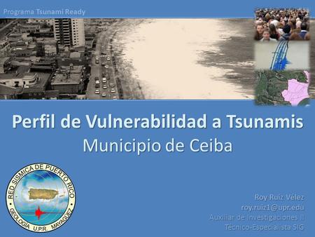 Perfil de Vulnerabilidad a Tsunamis Municipio de Ceiba Roy Ruiz Vélez Auxiliar de Investigaciones II Técnico-Especialista SIG Programa.