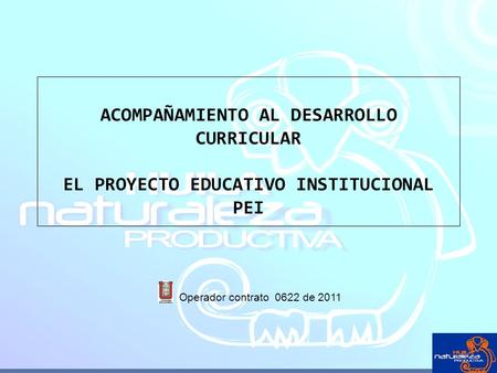 ACOMPAÑAMIENTO AL DESARROLLO CURRICULAR EL PROYECTO EDUCATIVO INSTITUCIONAL PEI Operador contrato 0622 de 2011.