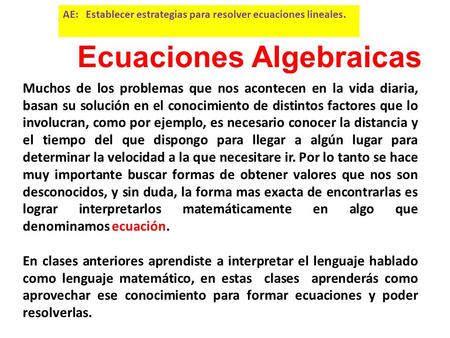 Ecuaciones Algebraicas