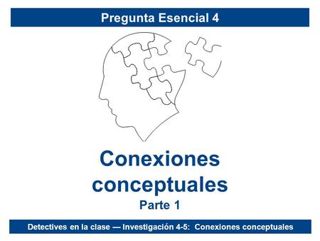 Conexiones conceptuales Parte 1 Detectives en la clase — Investigación 4-5: Conexiones conceptuales Pregunta Esencial 4.