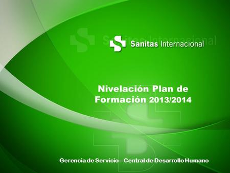 Nivelación Plan de Formación 2013/2014 Gerencia de Servicio – Central de Desarrollo Humano.