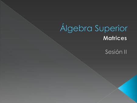 Álgebra Superior Matrices Sesión II.