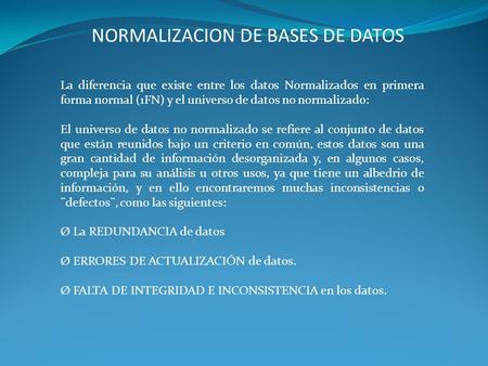NORMALIZACION DE BASES DE DATOS