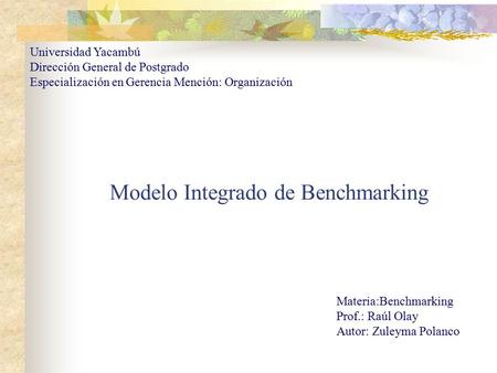 Modelo Integrado de Benchmarking
