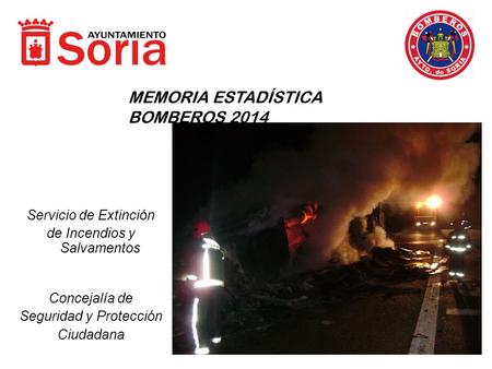 Servicio de Extinción de Incendios y Salvamentos Concejalía de Seguridad y Protección Ciudadana MEMORIA ESTADÍSTICA BOMBEROS 2014.