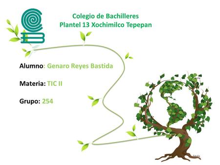 Colegio de Bachilleres Plantel 13 Xochimilco Tepepan Alumno: Genaro Reyes Bastida Materia: TIC II Grupo: 254.