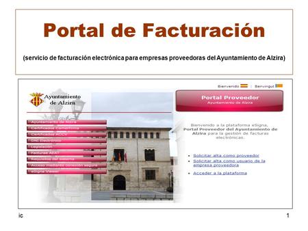 Portal de Facturación (servicio de facturación electrónica para empresas proveedoras del Ayuntamiento de Alzira) ic.