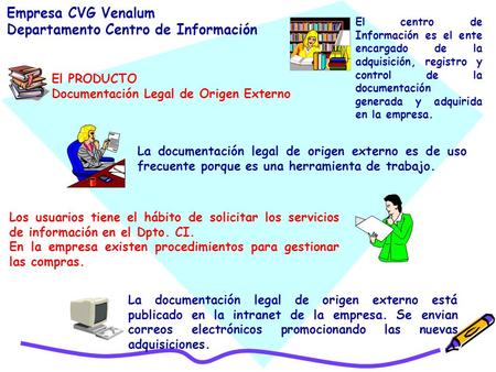 Empresa CVG Venalum Departamento Centro de Información El centro de Información es el ente encargado de la adquisición, registro y control de la documentación.