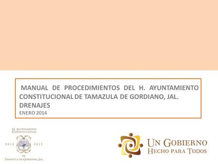 MANUAL DE PROCEDIMIENTOS DEL H. AYUNTAMIENTO CONSTITUCIONAL DE TAMAZULA DE GORDIANO, JAL. DRENAJES ENERO 2014.