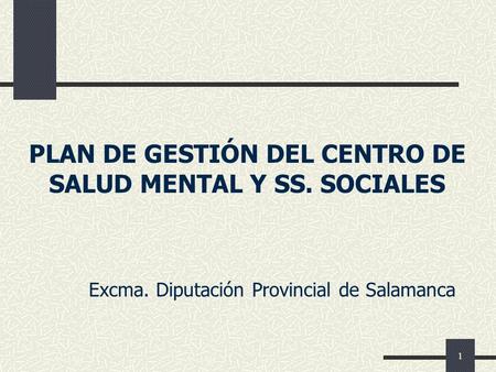 PLAN DE GESTIÓN DEL CENTRO DE SALUD MENTAL Y SS. SOCIALES