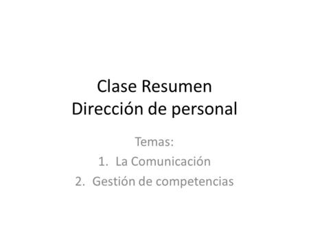 Clase Resumen Dirección de personal