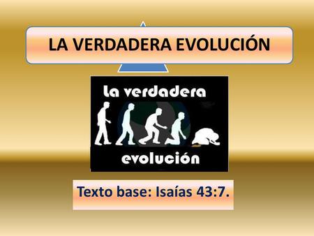 LA VERDADERA EVOLUCIÓN