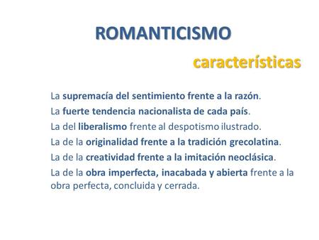 ROMANTICISMO características