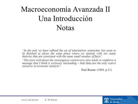 Macroeconomía Avanzada II Una Introducción Notas