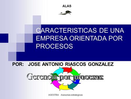 ASESTRA Asesorias estrategicas POR: JOSE ANTONIO RIASCOS GONZALEZ ALAS CARACTERISTICAS DE UNA EMPRESA ORIENTADA POR PROCESOS.