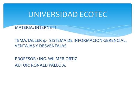 UNIVERSIDAD ECOTEC MATERIA: INTERNET II