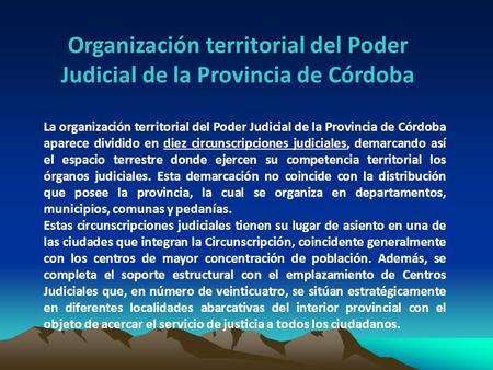 Organización territorial del Poder Judicial de la Provincia de Córdoba