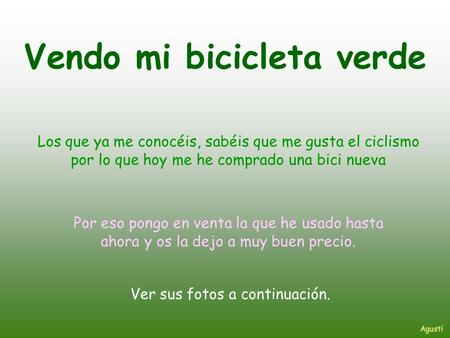Vendo mi bicicleta verde