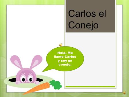 Carlos el Conejo Hola. Me llamo Carlos y soy un conejo.