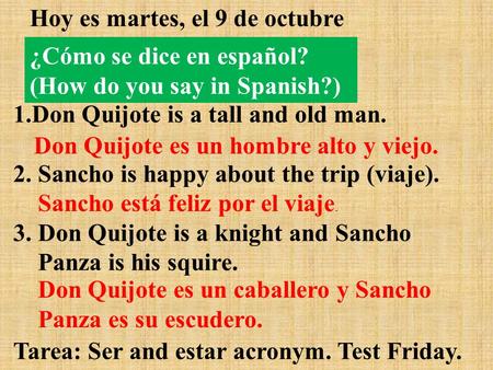 ¿Cómo se dice en español? (How do you say in Spanish?)
