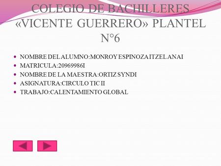 COLEGIO DE BACHILLERES «VICENTE GUERRERO» PLANTEL N°6