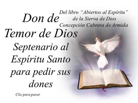 Don de Temor de Dios Septenario al Espíritu Santo para pedir sus dones