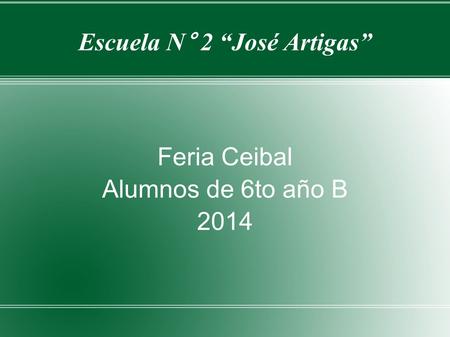 Escuela N° 2 “José Artigas” Feria Ceibal Alumnos de 6to año B 2014.