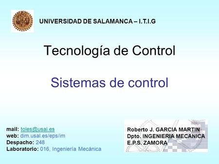 Tecnología de Control Sistemas de control