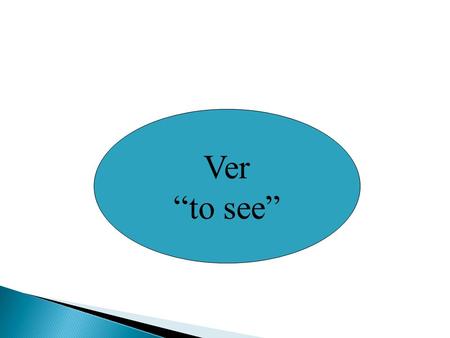 Ver “to see”. The verb ver (to see) follows the same pattern as other –er verbs with the exception of the yo form. *VeoVemos Ves VeVen.