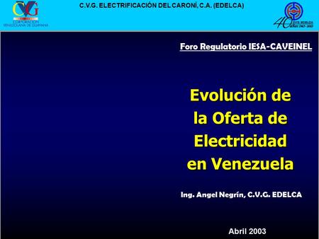 Evolución de la Oferta de Electricidad en Venezuela