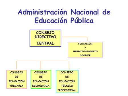 Administración Nacional de Educación Pública CONSEJO DIRECTIVO CENTRAL FORMACIÓN Y PERFECCIONAMIENTO DOCENTE CONSEJO DE EDUCACIÓN PRIMARIA CONSEJO DE EDUCACIÓN.