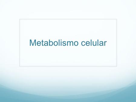 Metabolismo celular.