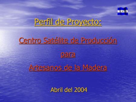 Perfil de Proyecto: Centro Satélite de Producción para Artesanos de la Madera Abril del 2004.