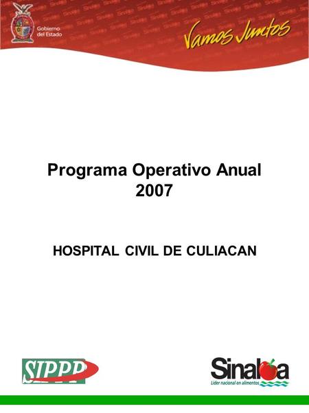Sistema Integral de Planeación, Programación y Presupuestación Proceso para el Ejercicio Fiscal del año 2007 Gobierno del Estado Programa Operativo Anual.