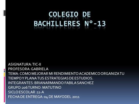 COLEGIO DE BACHILLERES N°-13