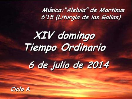 Ciclo A XIV domingo Tiempo Ordinario 6 de julio de 2014 Música:“Aleluia” de Martinus 6’15 (Liturgia de las Galias)